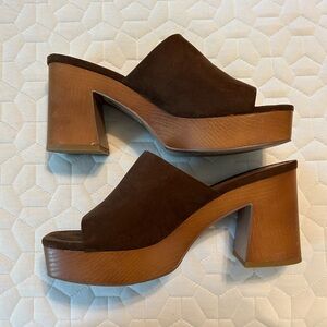 Women's Brown Platform Mules
